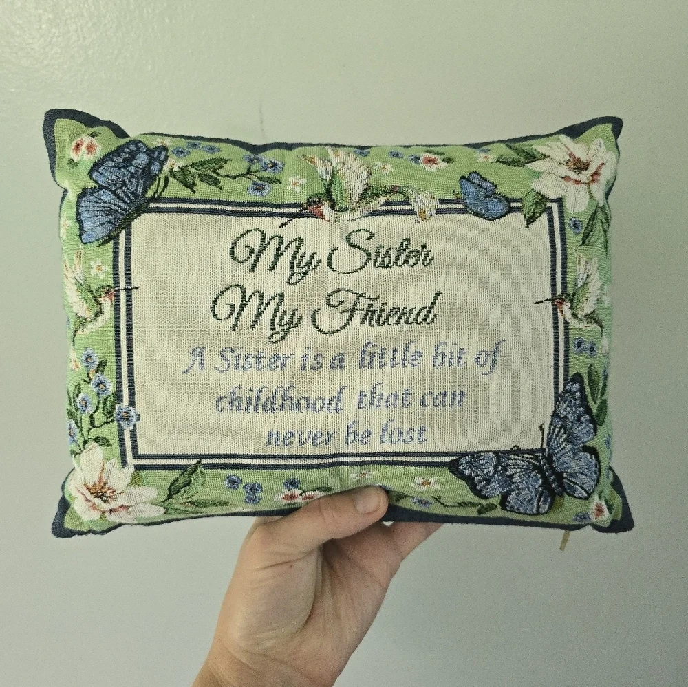 Collections Etc My Sister My Friend Tapestry Weave Throw Pillow Floral Small